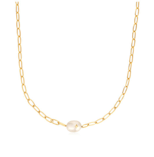 Pearl Power - Kette - Silber / 14kt GP - Perle - 45cm